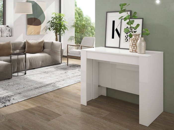 Mesa tipo consola blanca convertible Dina