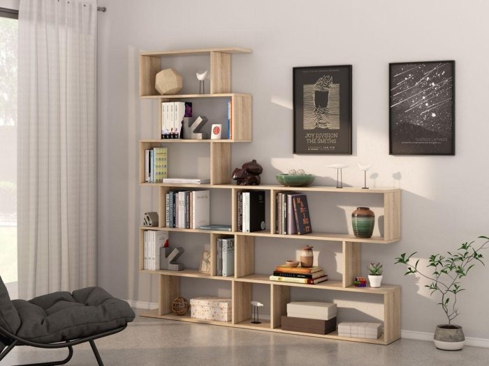 Estantería de salón comedor Loft alta roble