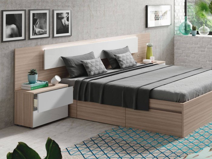 Bañera cama Vetro con cajones laterales roble