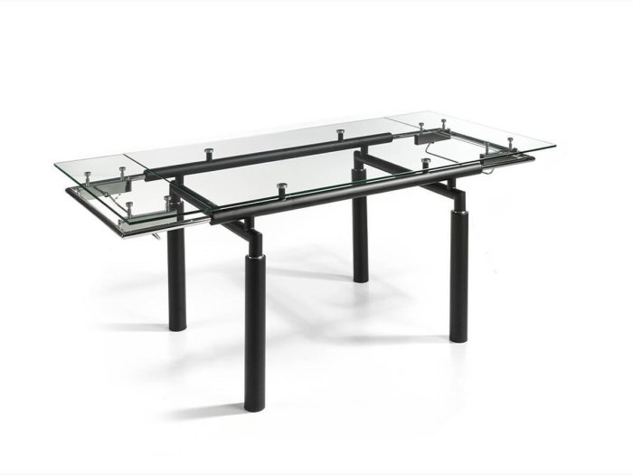 Mesa extensible Onda de cristal transparente 2