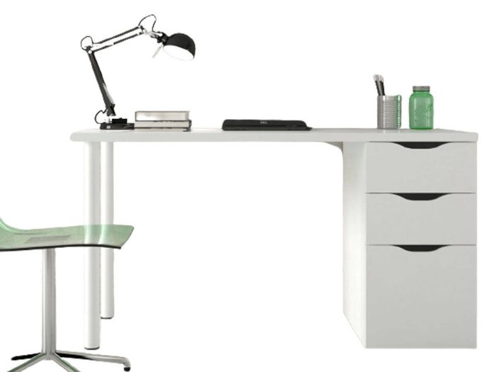Mesa de estudio Ambar blanca con 3 cajones 2