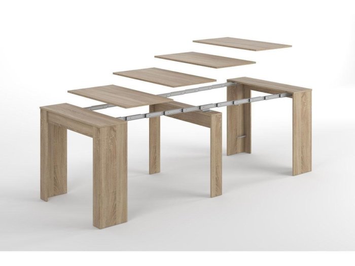 Consola convertible en mesa de comedor Dina en roble
