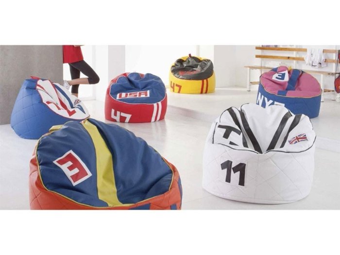 Pouff pera Deportivo rojo y azul