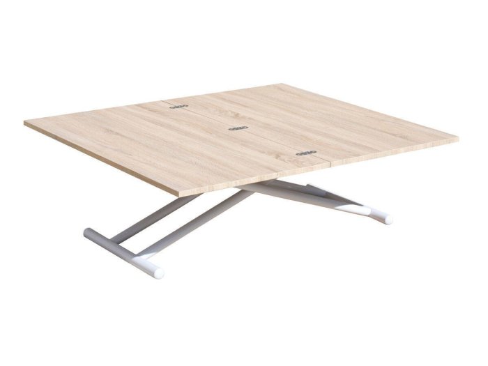 Mesa de comedor extensible y elevable Akira roble-blanco 2