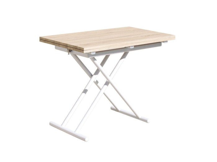 Mesa de comedor extensible y elevable Akira roble-blanco