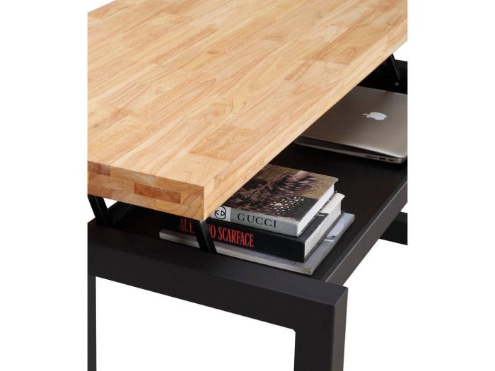 Mesa de centro elevable Henar roble-negro