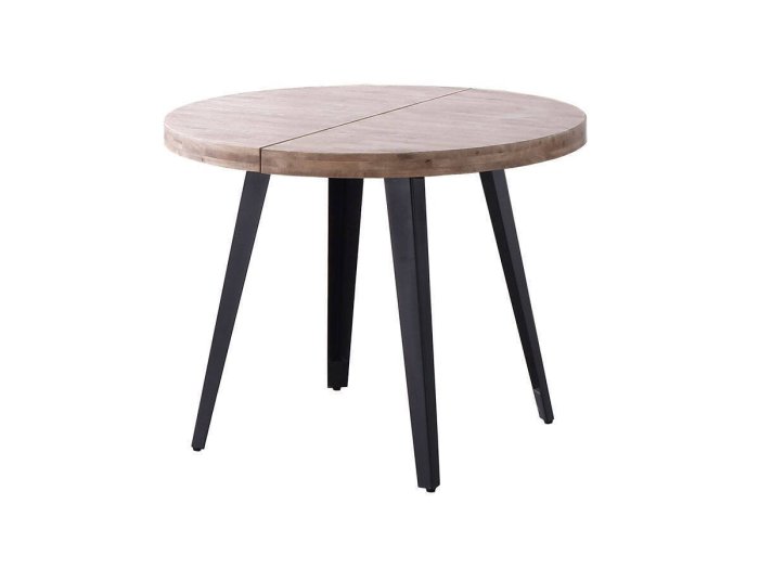 Mesa comedor redonda extensible Silvana roble-negro