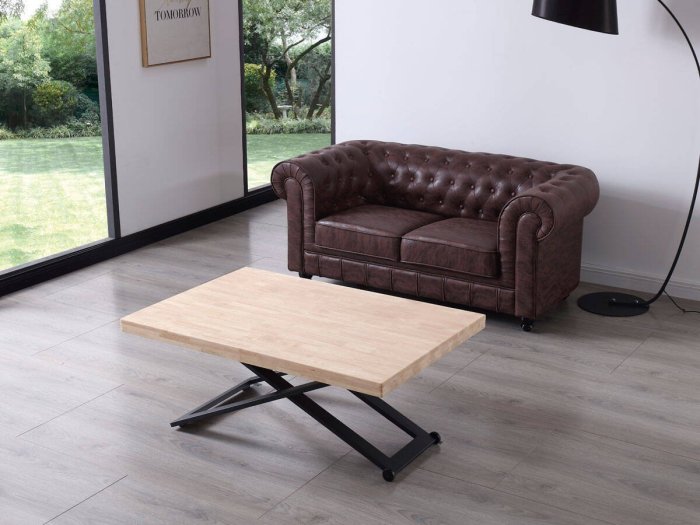 Mesa centro elevable comedor Freya roble-negro