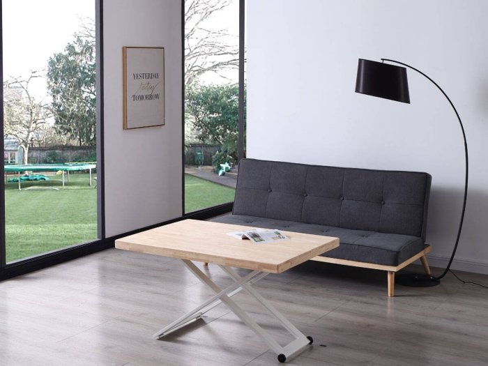 Mesa centro elevable comedor Freya roble-blanco