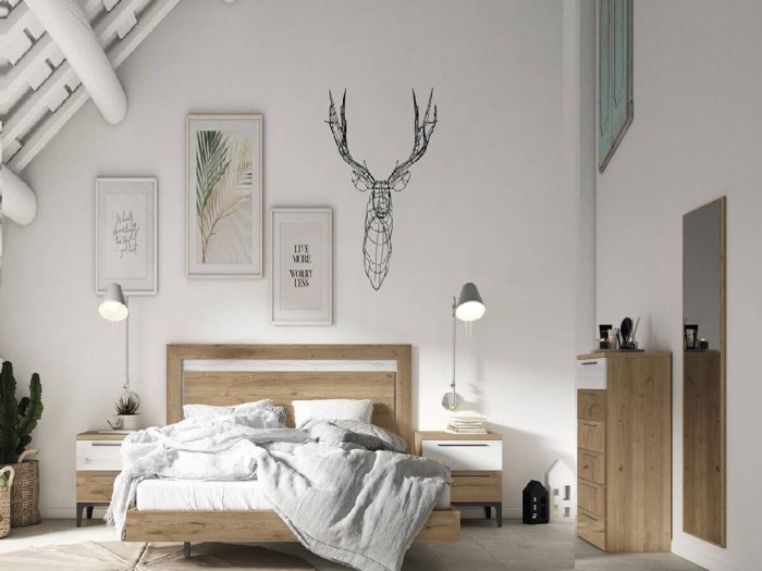 Dormitorio modelo VINTÉ Two con patas en grafito