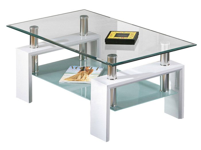 Mesa de centro con cristal modelo CELIA  blanca