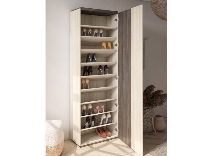 Armario zapatero 1 puerta con espejo modelo SILVER