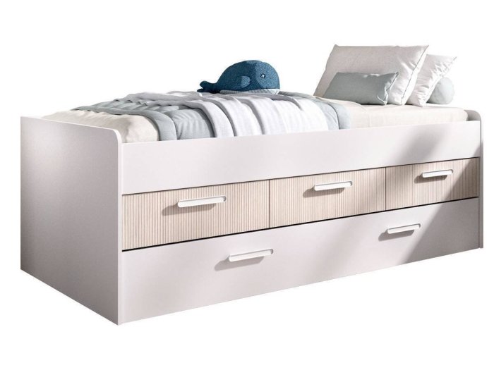 Cama juvenil con tres cajones y arrastre modelo MENTA