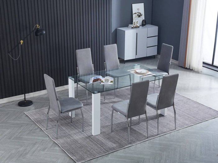 Silla de comedor tapizado gris modelo FELFO 2
