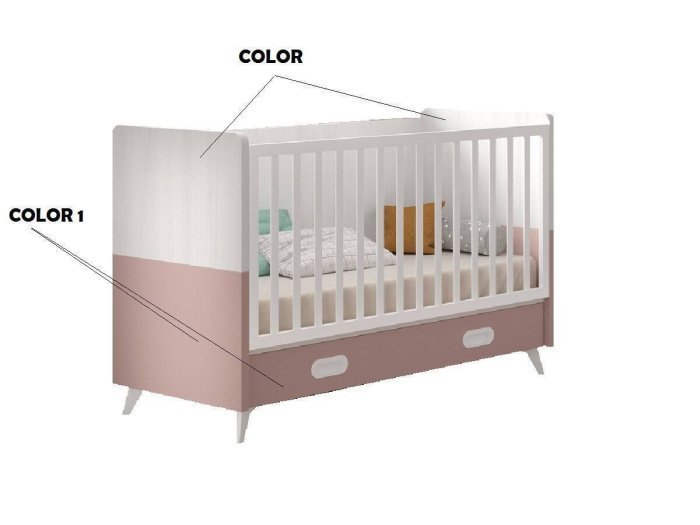 Cuna fija con patas y contenedor modelo WALL