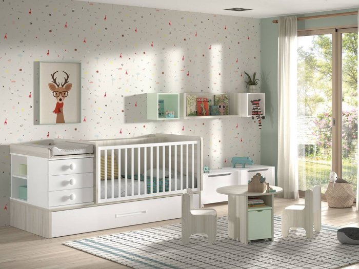 Cuna convertible con cama nido modelo ELBOW
