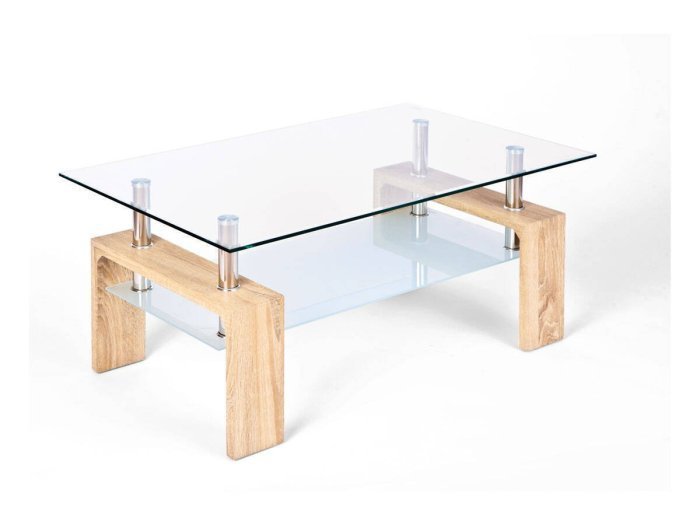 Mesa de centro con cristal modelo CELIA roble